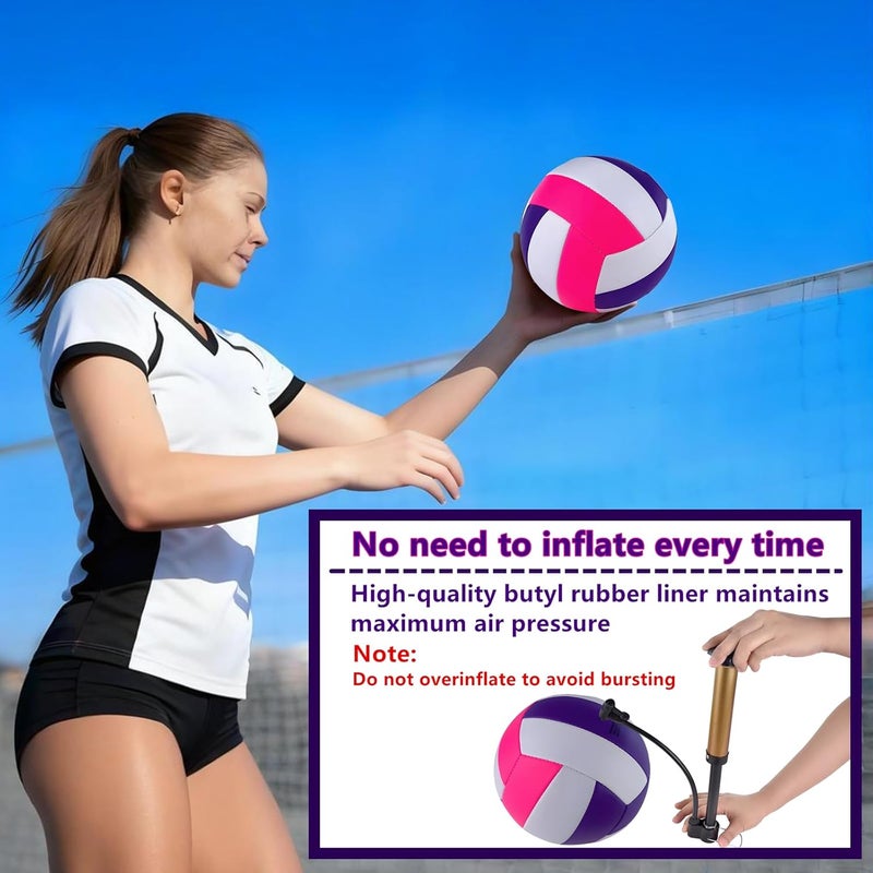 HYPGARD 6 Pack Volleyballs Official Size 5, Waterproof Soft Bulk Recreational Volley Balls with Pump and Net Bag for Indoor Outdoor Beach Sand Water Pool Game Training Match for Teenager Beginner - Image 3